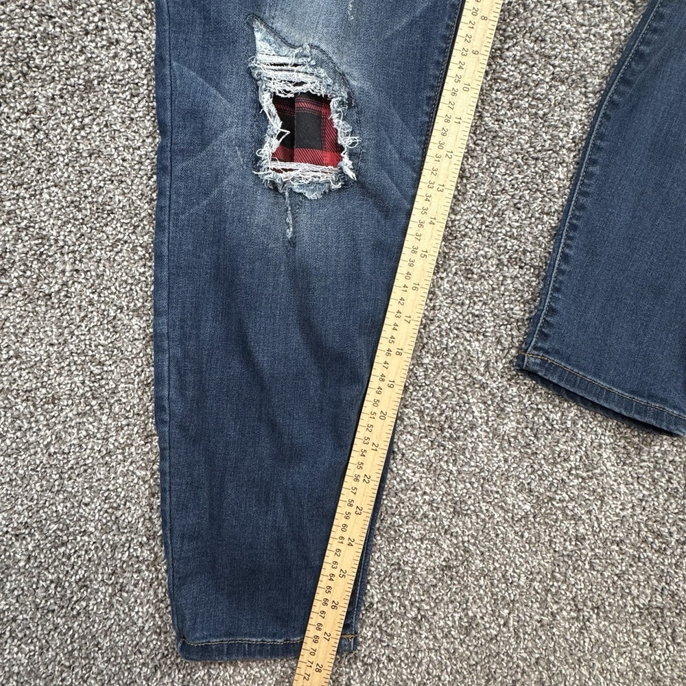 Judy Blue Jeans Sz 3xl 40x27.5 Distressed Skinny Fit Blue Plaid Whisker JB8268DK - Picture 6 of 7